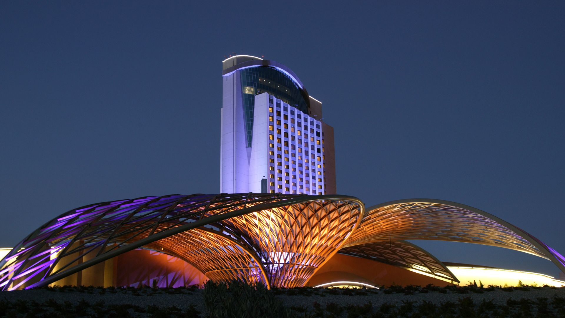 Morongo Casino Resort & Spa in Cabazon, California lighted at night